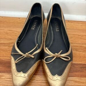 Ralph Lauren Navy and Gold Women's Flats